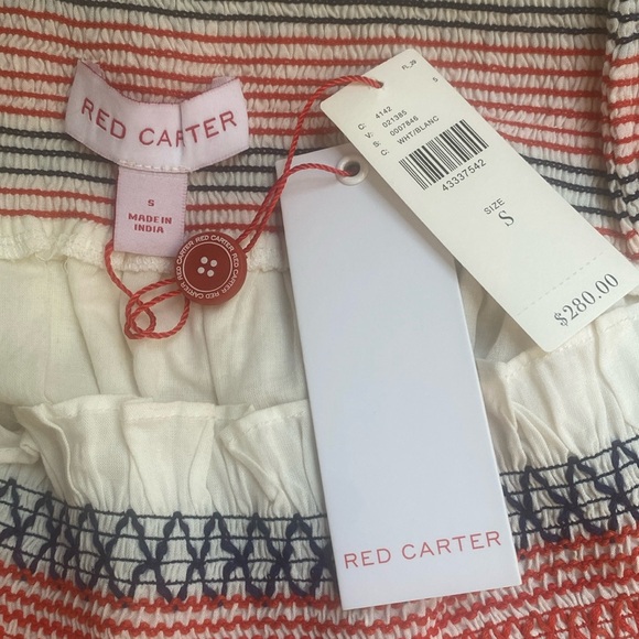 NWT Red Carter "Marilyn" White Off-The-Shoulder Dress Ric Rac Trim, Size Small - Picture 8 of 9